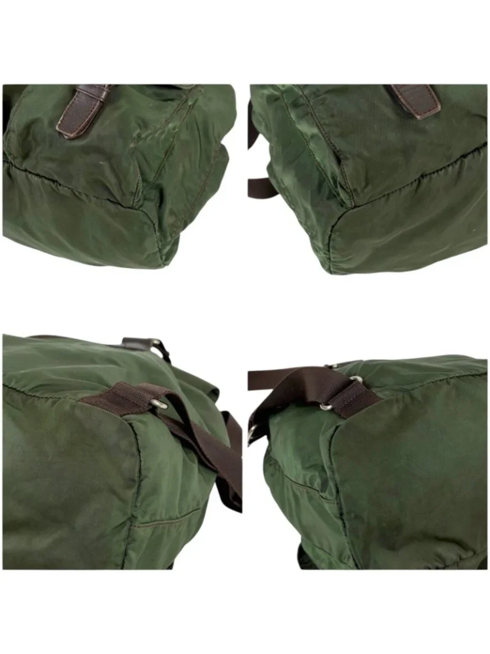 Prada Triangle Logo Backpack Tessuto Nylon Khaki Green